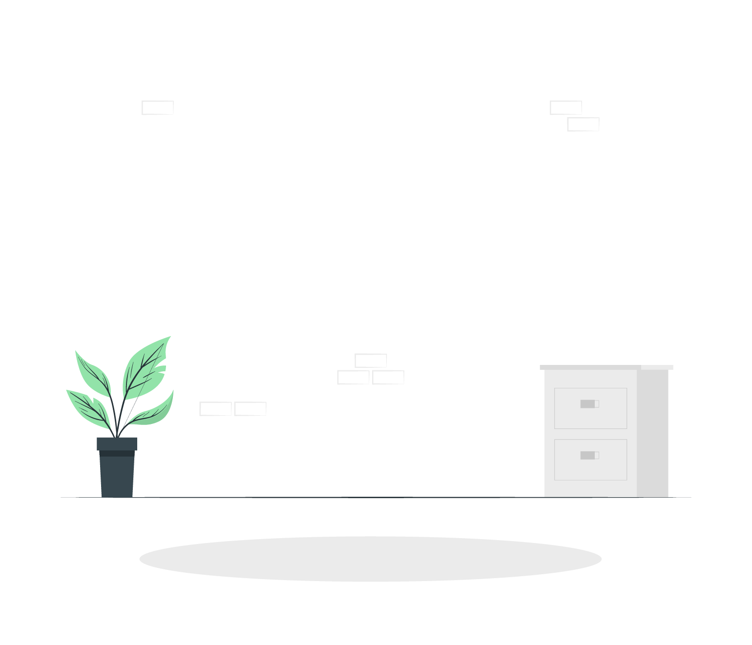 plant in pot with filing cabinet illustration