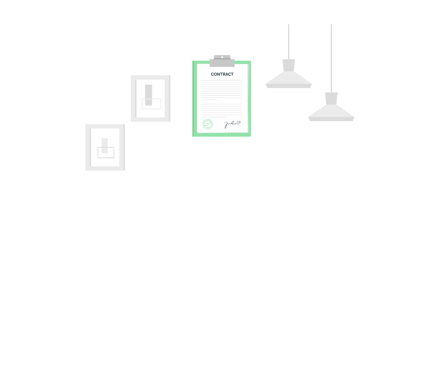 green outlined contract on clipboard illustration
