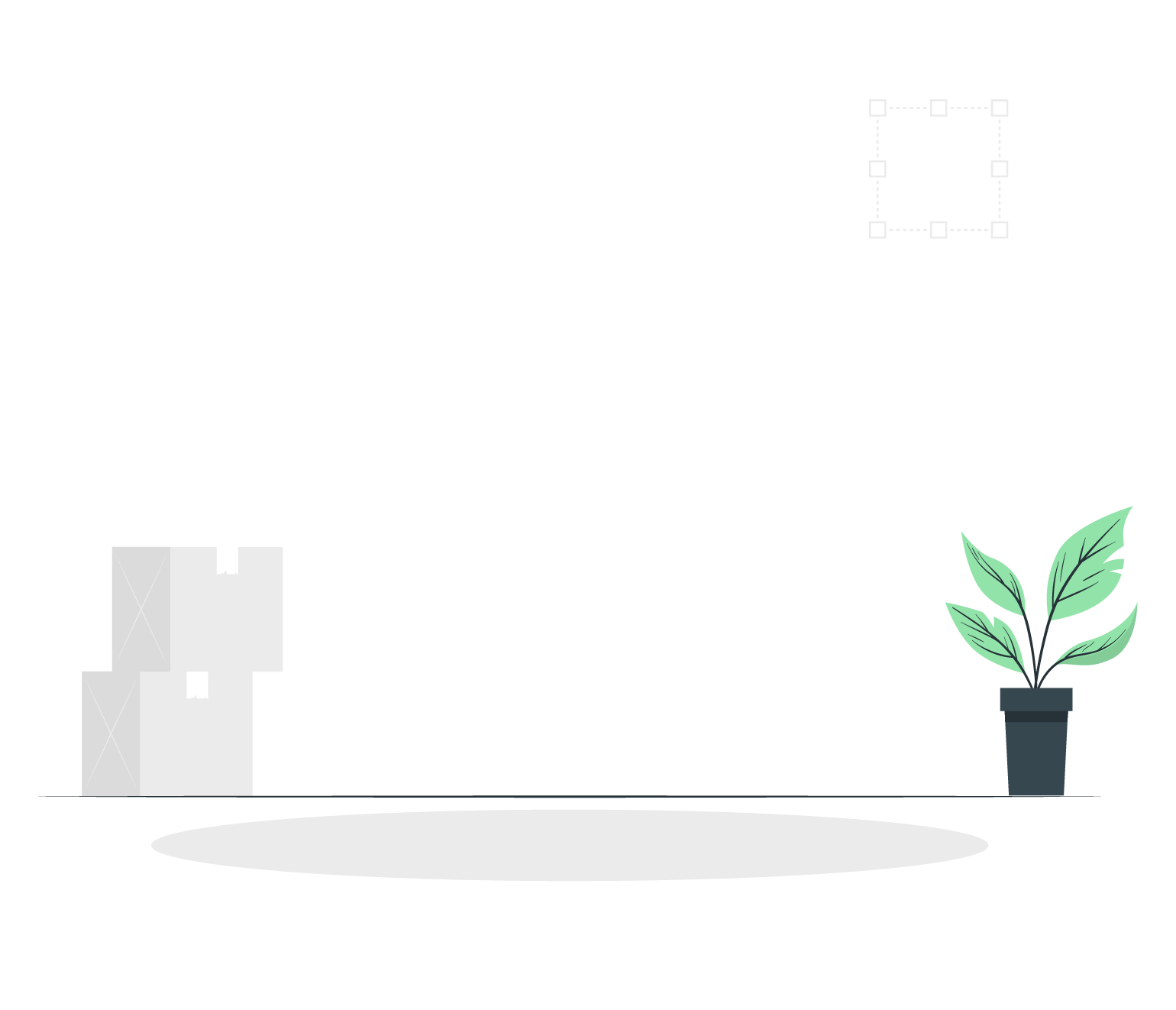 plant in pot with grey boxes animation element