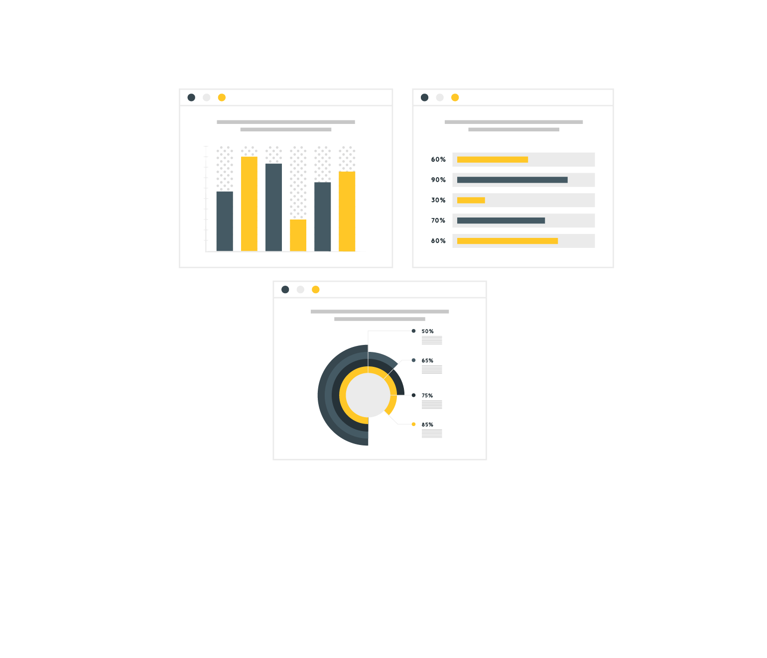yellow and grey charts animation element