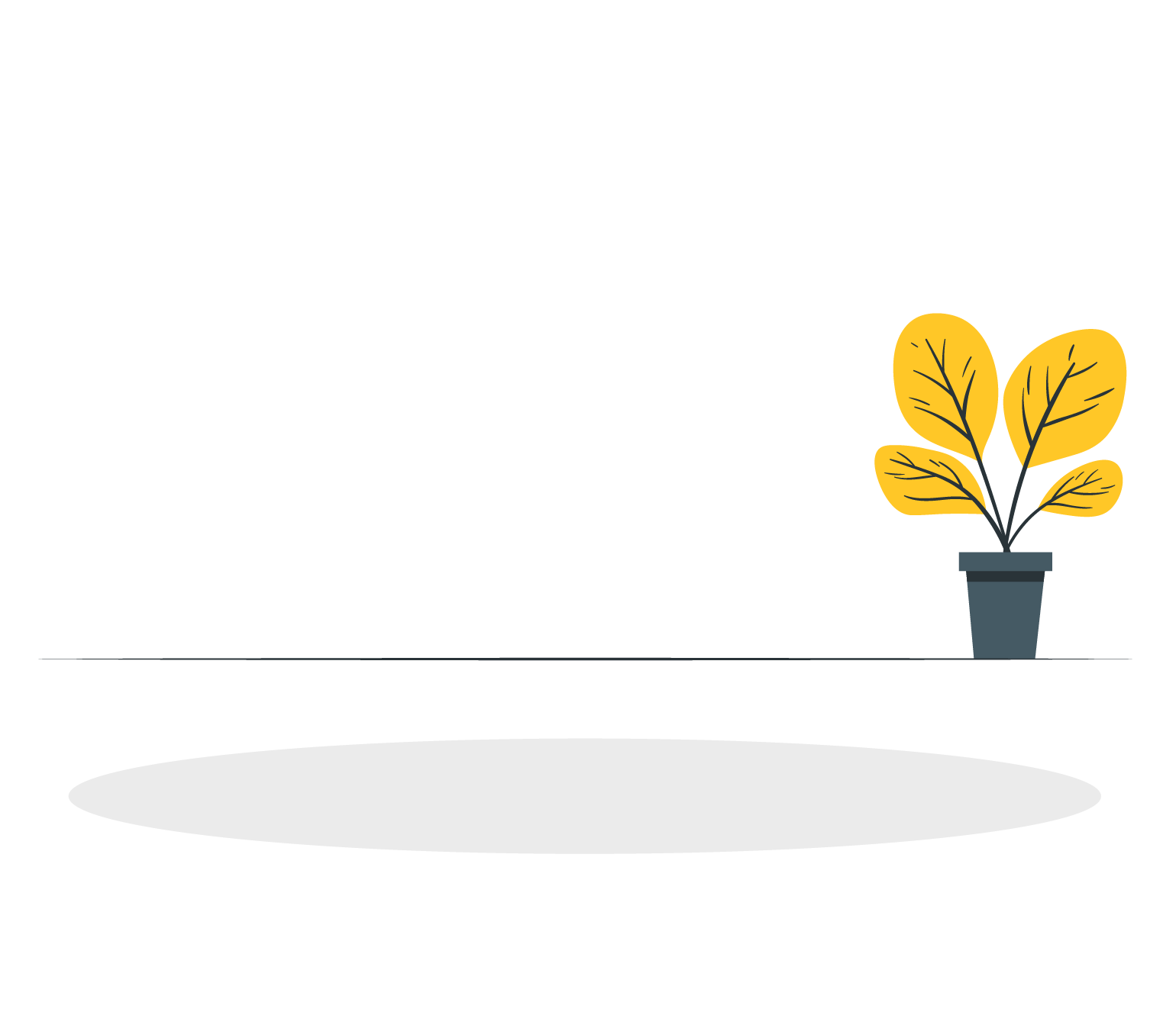 yellow leafed plant in grey pot animation element