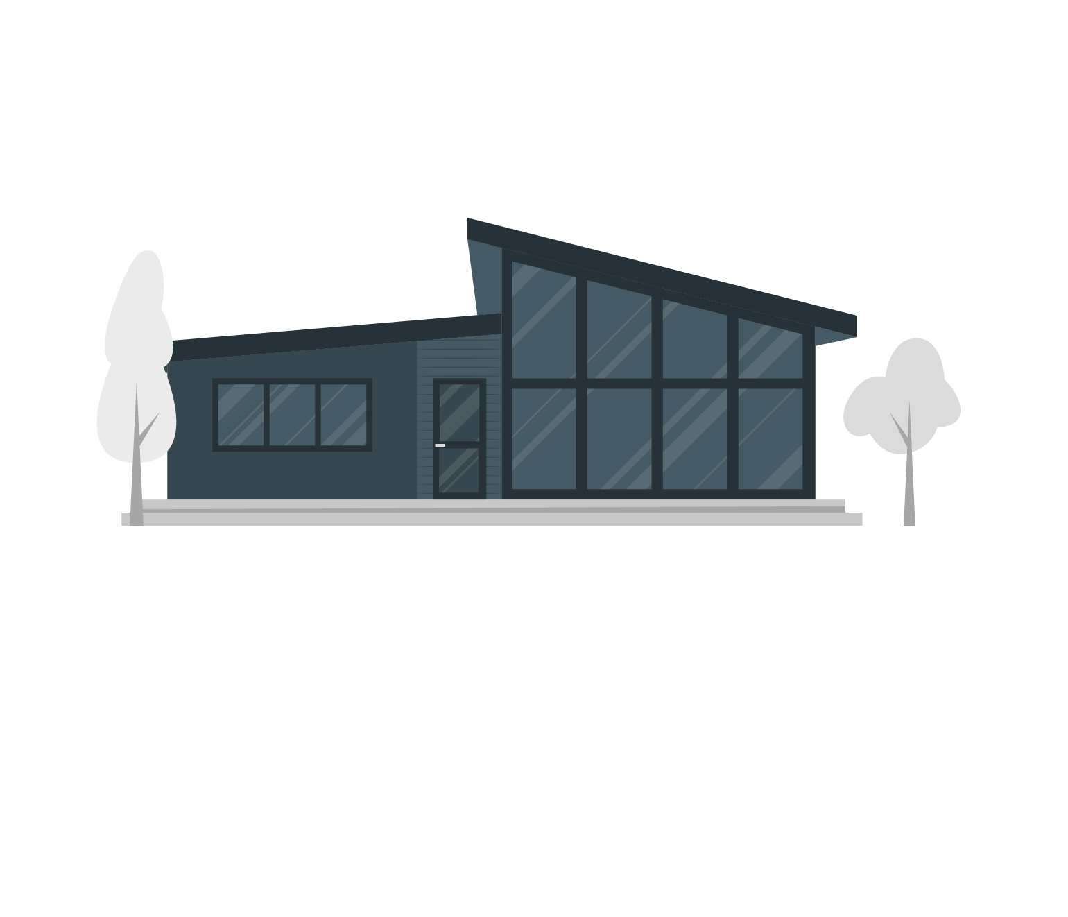 grey modern building illustration