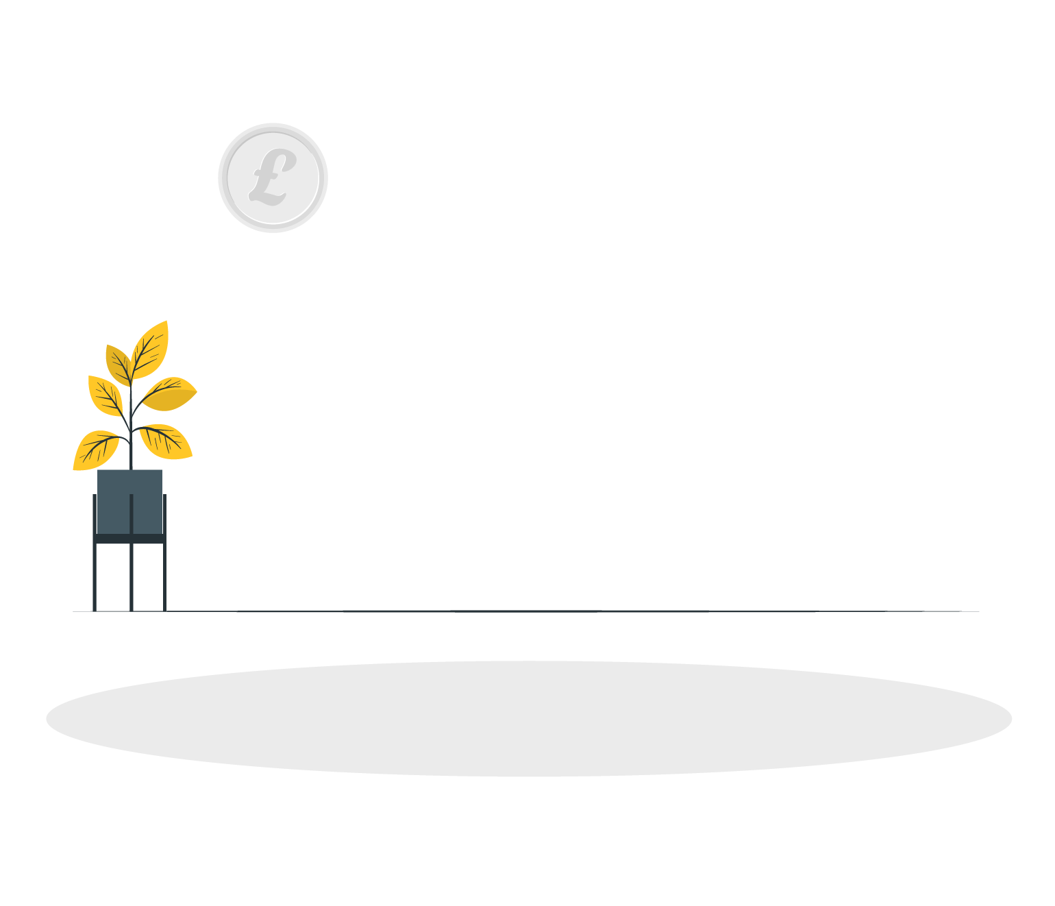 yellow leafed plant in grey pot on a stand animation element