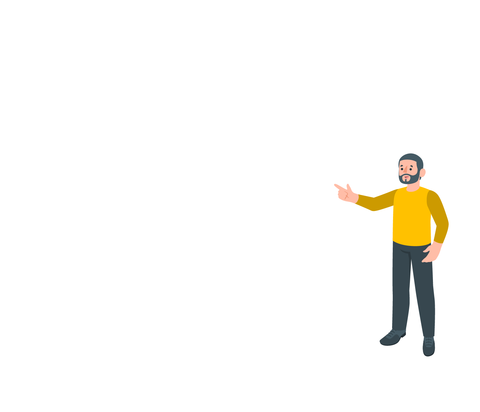 man in yellow top with grey trousers animation element