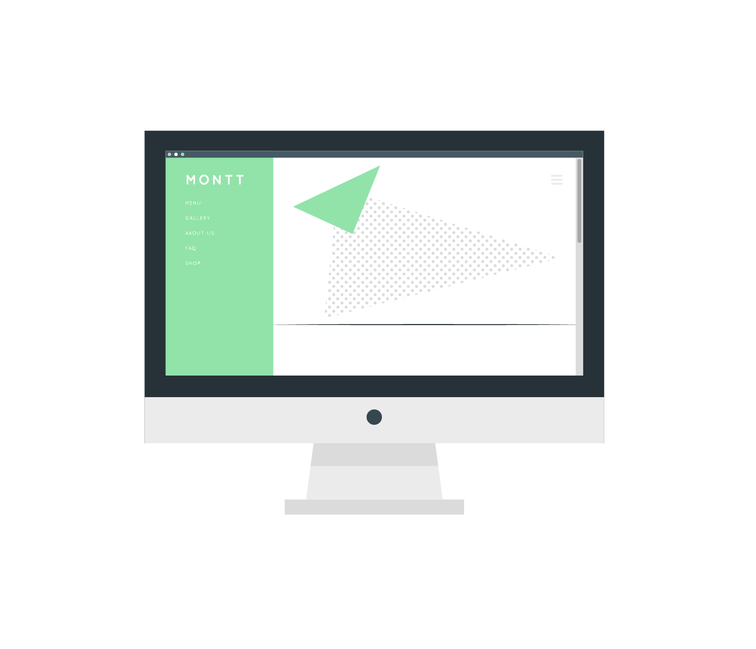green website illustration in computer monitor screen