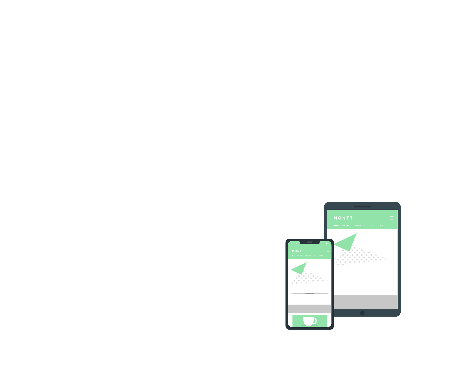 green website illustration on mobile and tablet animation element